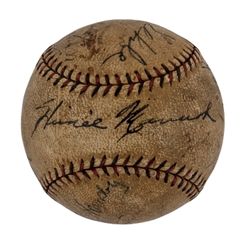 Circa 1930 Multi-Signed Baseball Including Ed Walsh, Rogers Hornsby, Joe Sewell, Heinie Manush (JSA)